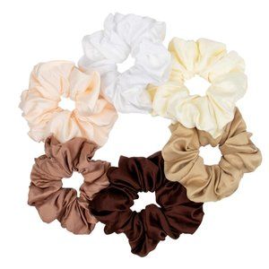 Premium Colors 6 Pieces Satin Silk Scrunchies Hair